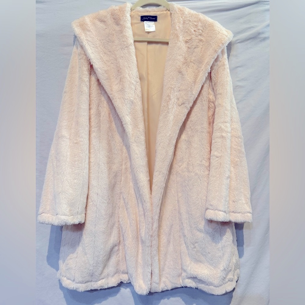 NEW - Slinky Brand Mid-Length Open Front Faux Fur Jacket